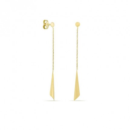 Pendientes de oro amarillo 18K cadenas y conos dorados
