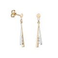 Pendientes de oro 18K bicolor 2 barras con 6 circonitas