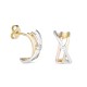Brincos tricolor em ouro 18K com design X e zircónia central