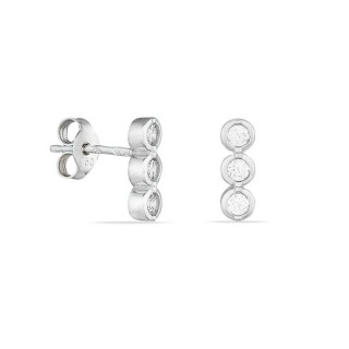Brincos em ouro branco 18K zicrónias em chatons