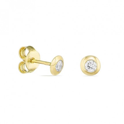 Pendientes de oro amarillo de 18K con diamante de 0.20 ct