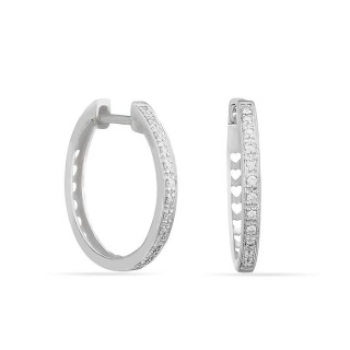Brincos de argola 15 mm em ouro branco 18K com diamantes