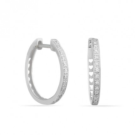 Pendientes de aros 15 mm de oro blanco de 18K con diamantes