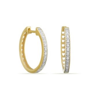 Brincos de argola 15 mm em ouro amarelo 18K com diamantes