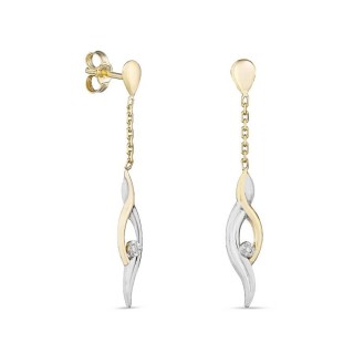 Brincos de filigrana em ouro 9K bicolor com diamante