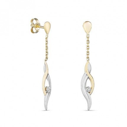 Brincos de filigrana em ouro 9K bicolor com diamante