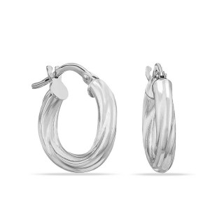 Pendientes de aro de oro blanco 9K tubo de 3x10 mm