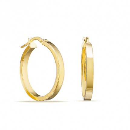 Brincos de argola planos em ouro amarelo 9K 3x1.5x20 mm