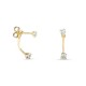 Pendientes de oro amarillo 9K diseño 2 en 1 con 4 circonitas