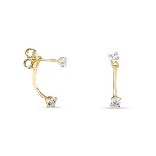 Pendientes de oro amarillo 9K diseño 2 en 1 con 4 circonitas
