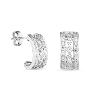 Brincos retangulares em ouro branco 18K e diamante 0.06 ct