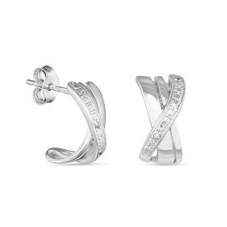 Brincos de design X em ouro branco 18K e diamante de 0.03 ct