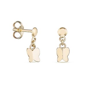 Pendientes de oro amarillo 9K mariposas colgantes