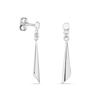Pendientes de oro blanco 9K conos colgantes plateados