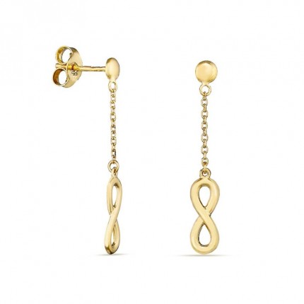 Brincos em ouro amarelo 9K com símbolo do infinito