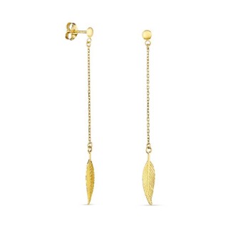 Pendientes de oro amarillo 9K hojas con cadenas