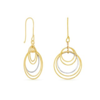 Pendientes de oro amarillo 9K rodiado 5 aros