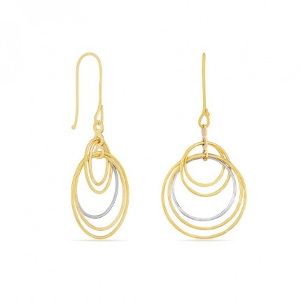 Pendientes de oro amarillo 9K rodiado 5 aros