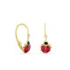 Pendientes de oro amarillo 18K con mariquitas rojas esmaltadas