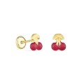 Pendientes de oro amarillo de 18K cerezas esmaltadas