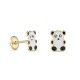 Pendientes de oro amarillo de 18K oso panda esmaltado