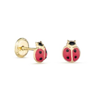 Brincos de joaninha em ouro amarelo 18K