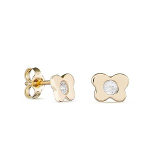 Pendientes mariposa de oro amarillo de 18K con circonita