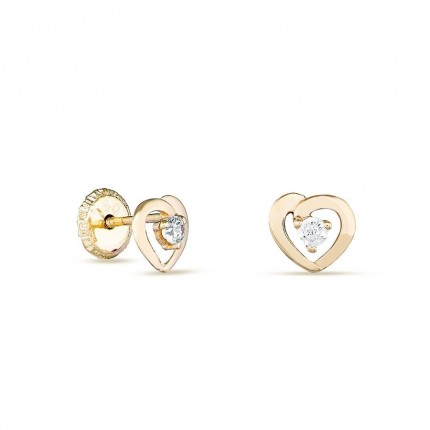 Pendientes corazón calado de oro amarillo de 18K cirita
