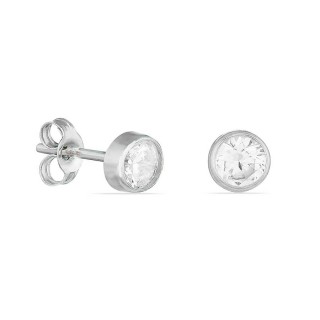 Pendientes de oro blanco de 18K con circonita en chatón