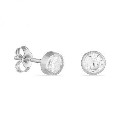 Pendientes de oro blanco de 18K con circonita en chatón