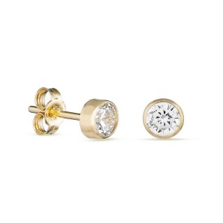 Pendientes de oro amarillo de 18K con circonita en chatón