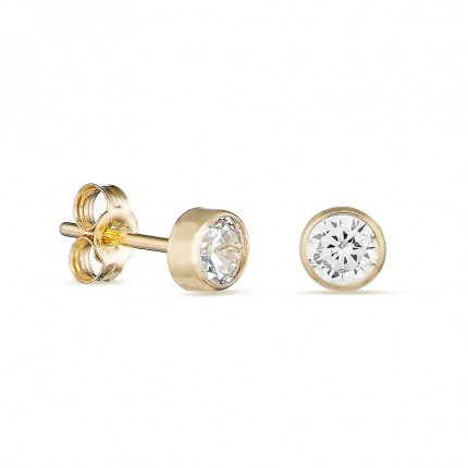 Pendientes de oro amarillo de 18K con circonita en chatón