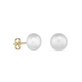 Brincos em ouro amarelo 18K com pérola 5 mm