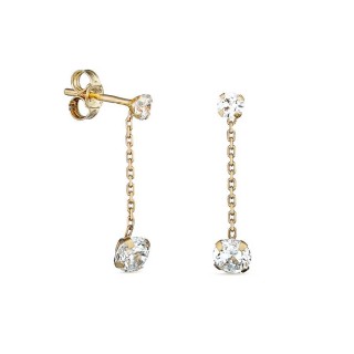 Pendientes de oro amarillo de 18K cadena con circonitas