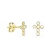 Pendientes cruz de oro amarillo de 18K con circonitas