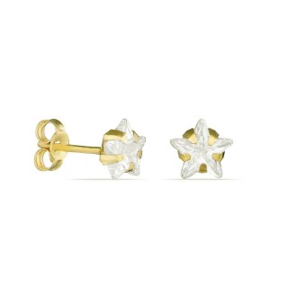Brincos em ouro amarelo 18K com estrela de zircónia