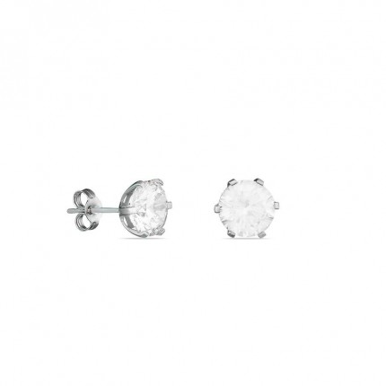 Pendientes de oro blanco de 18K con circonita de 7 mm
