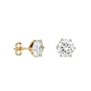 Brincos em ouro amarelo 18K com zircónia 7mm