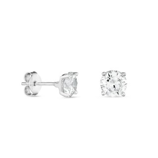 Brincos em ouro branco 18K com zircónia 6mm