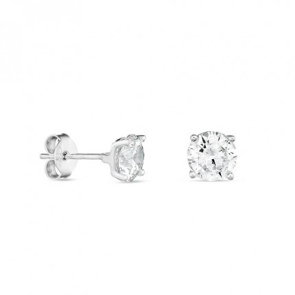 Brincos em ouro branco 18K com zircónia 6mm