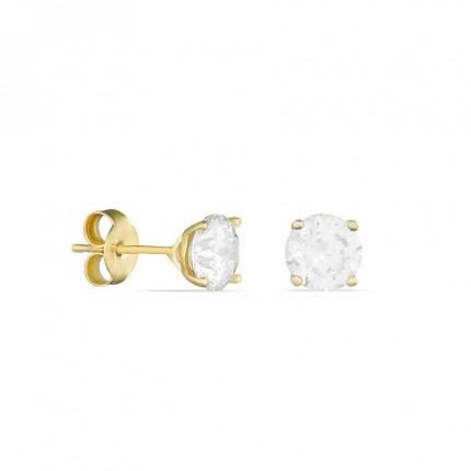 Pendientes de oro amarillo de 18K con circonita de 6 mm