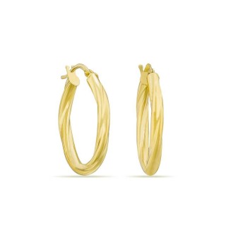 Brincos de argola oval 25 mm em ouro amarelo 18K