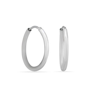Brincos argola em ouro branco 18K tubo 2 x 20 mm