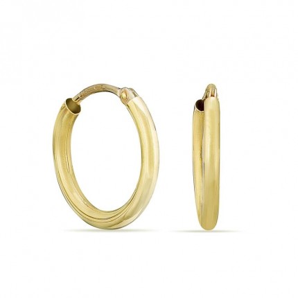 Brincos argola em ouro amarelo 18K tubo de 2 x 15 mm