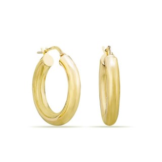 Brincos argola 13 mm em ouro amarelo 18K tubo de 4 mm