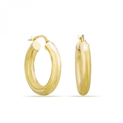 Pendientes de aro 13 mm de oro amarillo 18K tubo de 4 mm