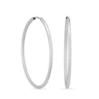 Pendientes de aro de oro blanco 18K tubo liso de 40 mm con cierre oculto