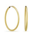 Brincos argola em ouro amarelo 18K tubos lisos de 35mm con fecho oculto