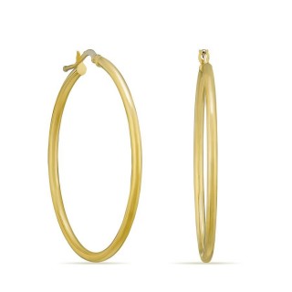 Brincos argola em ouro amarelo 18K tubos lisos de 35mm con fecho de clic