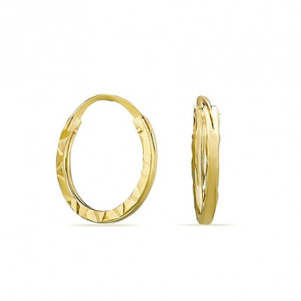 Brincos argola em ouro amarelo 18K com tubo de 6 mm lapidado